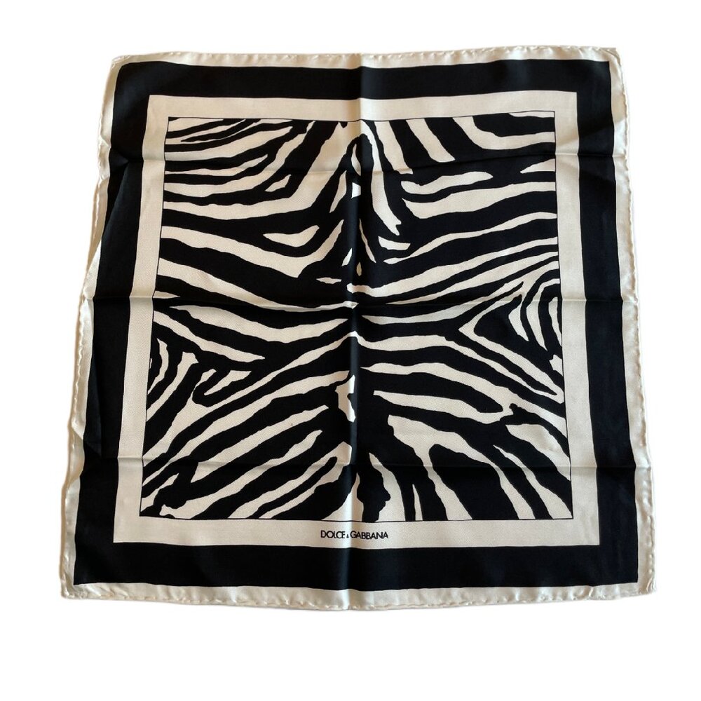 DOLCE & GABBANA Black & White Zebra Mini Scarf